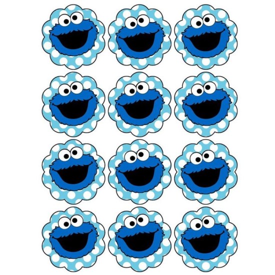 Keksmonster / Krümmelmonster Thema  Cupcake/Muffin Aufleger - Mc26 - Mytortenland