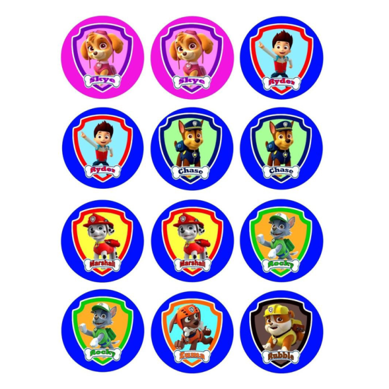 PAW Patrol Characters Thema Cupcake/Muffin Aufleger - Mc9 - Mytortenland