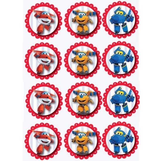 Super Wings Thema Cupcake/Muffin Aufleger - Mc53 - Mytortenland