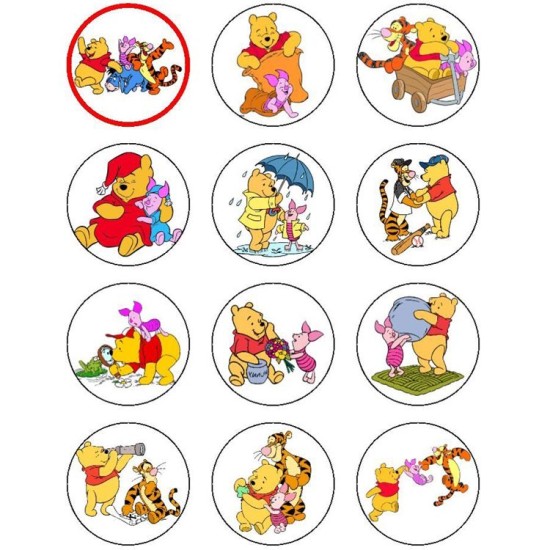Winnie Puuh Thema Cupcake/Muffin Aufleger - Mc54 - Mytortenland