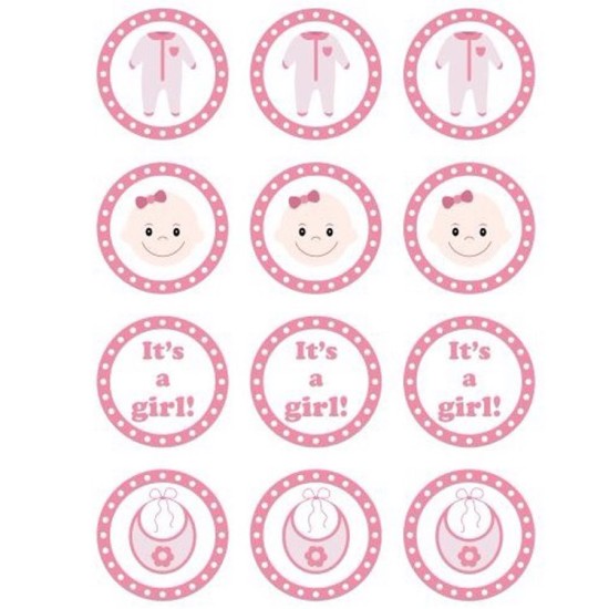 Its a girl Thema  Cupcake/Muffin Aufleger - Mc25 - Mytortenland