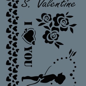 S. Valentine l Love You Dekor / Transfer Stencil