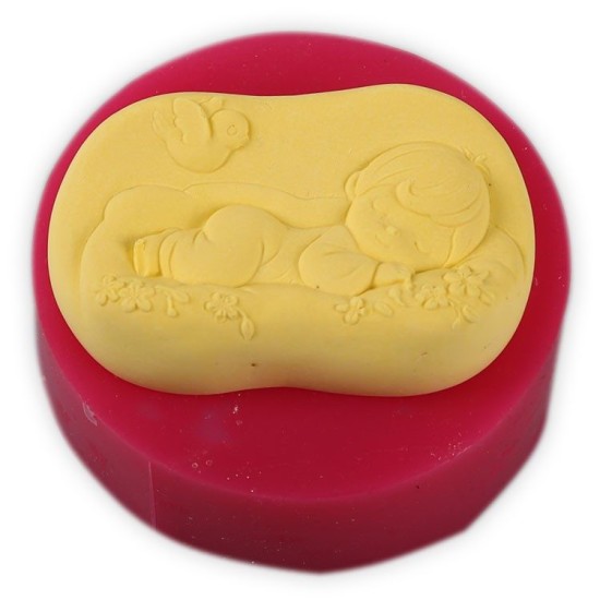 Baby im Schlaff mit Vogel Silikonform - me-201 - Cesil