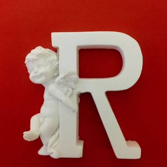 Buchstaben R mit Engel Silikonform - 32565 - Cesil