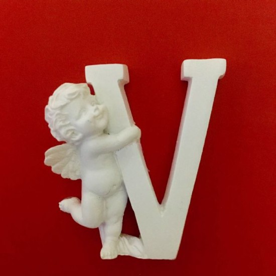 Buchstaben V mit Engel Silikonform - 32569 - Cesil