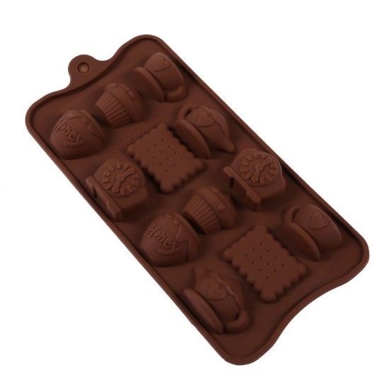 Tea Time  Pralinen Schokoladen Silikonform - Mat51 - Cesil