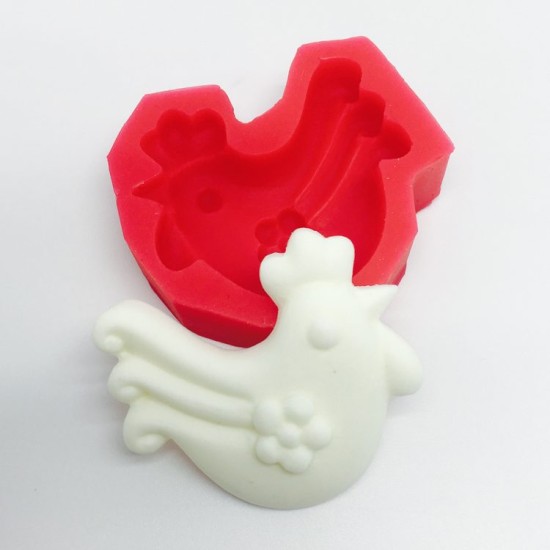 Hahn mit Blumen Motiv Silikonform - 32746 - Cesil