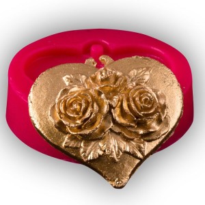 Kalp Form 3 Güllü Silikon Kalip