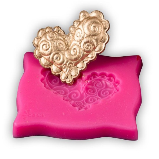 Herz mit Dekor  Silikon Form - 2070-081 - Cesil