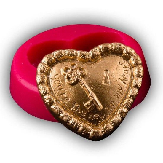 Herz mit Schlüssel  Silikon Form  ca. 8 cm - 32254 - Cesil