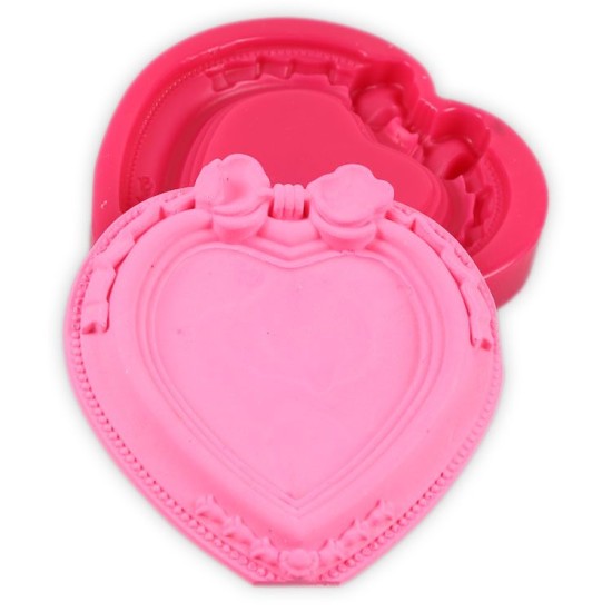 Rahmen Herzform mit Schleife Design Silikon Form - se-464 - Cesil