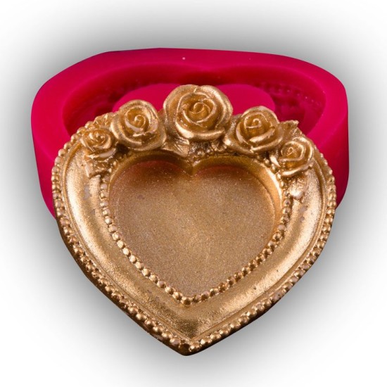 Çerçeve Kalp Formunda Çiçekli Silikon Kalip - ME-294 - Cesil