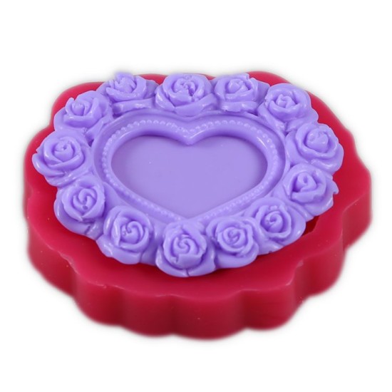 Gül Desenli Küçük Çerçeve Silikon Kalip 6 x 7 cm - se-246 - Cesil