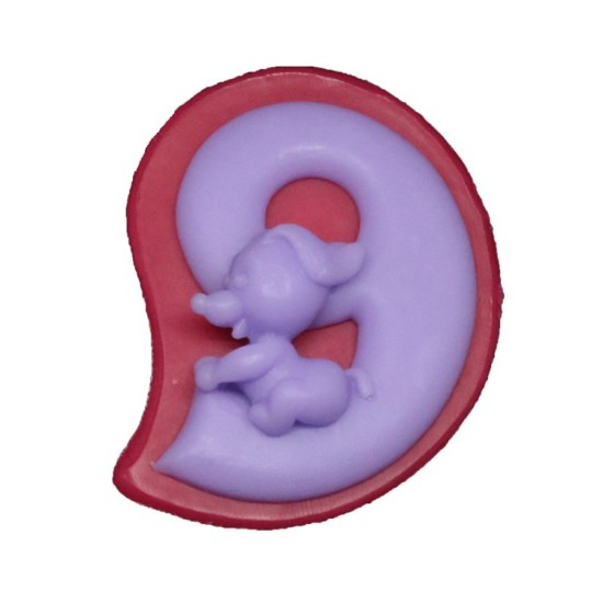 Zahl Neun mit Hund Figur Silikonform - 32731 - Cesil