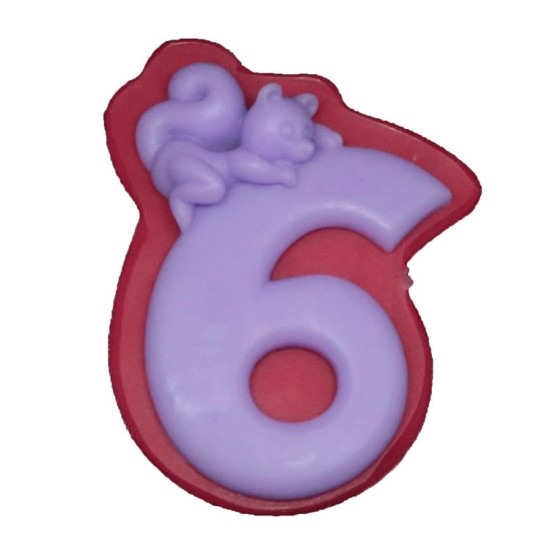 Zahl Sechs mit Eichhörnchen Figur Silikonform - 32728 - Cesil