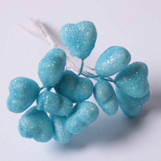 Blau Styropor Herz mit Glitzer Für Dekorationen 12 stück - YK0010 - Mytortenland