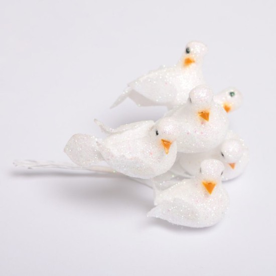 Styropor Dekoration Glanz Vogel mit Draht  Groß ca. 2,5x4 cm - YTT0011 - Mytortenland