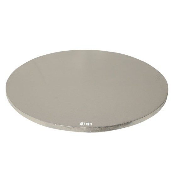 Tortenplatte / Cake Board Rund Silber 40 cm 5 Stück - KN18-0187-5AD - Mytortenland