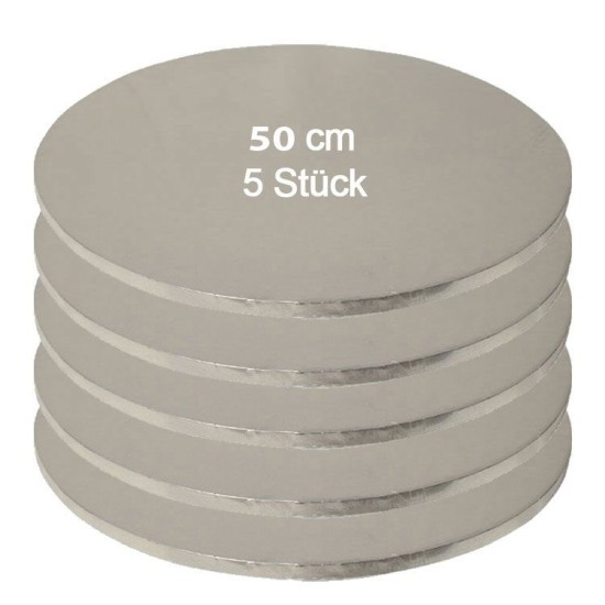 1,2 cm Cake Board | Pasta Sunum Altlığı / Cake Board Gümüş 50 cm 5 Adet - KN65-5ad - Mytortenland