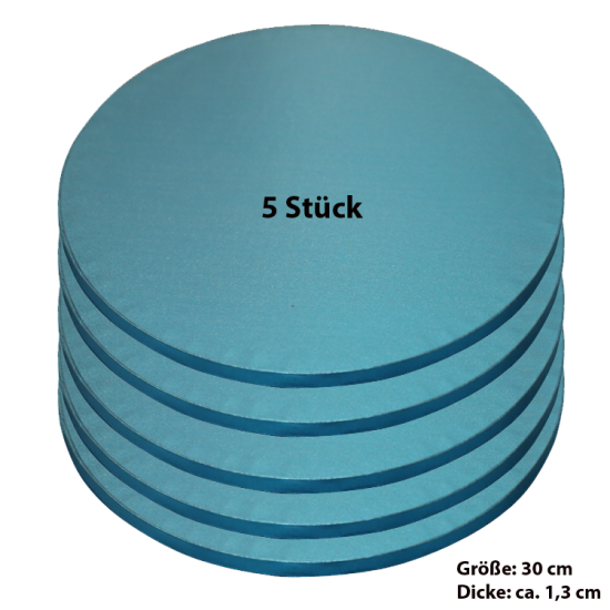 Tortenplatte / Cake Board Rund Blau 30 cm 5 Stück - KN101-5ad - Mytortenland