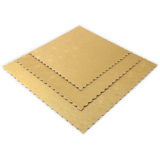 Quadrat Tortenunterlage Gold 3er Set - AKB21 - Mytortenland