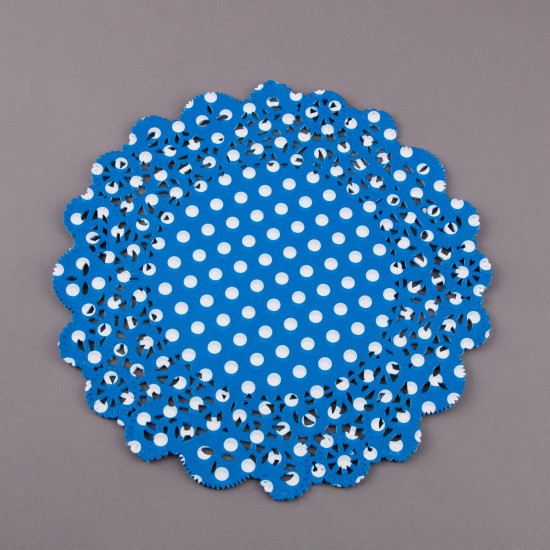 Mavi Puantiyeli Yuvarlak Pasta Mendili  21 cm - My1039 - Mytortenland