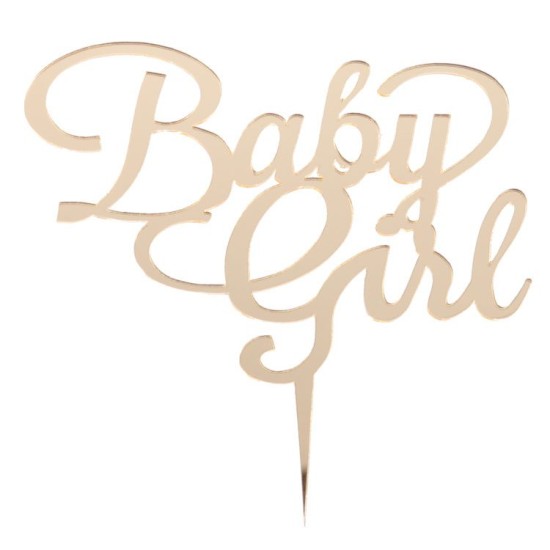 Baby Girl Cake Topper Gold / Silber - S007 - Mytortenland