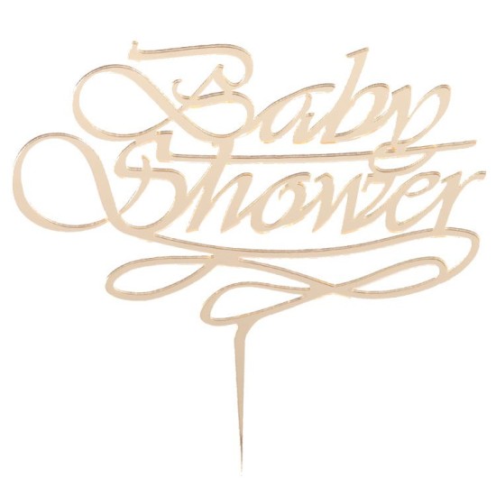Baby Shower Thema Cake Topper Gold / Silber - S003 - Mytortenland