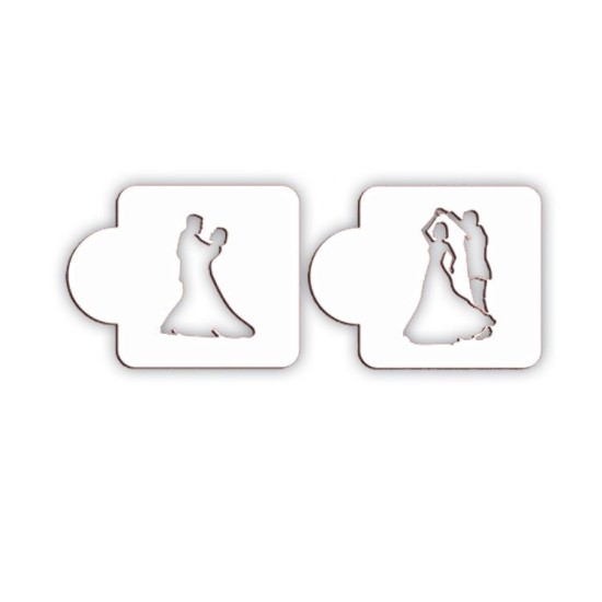 Brautpaar Transfer Stencils 2 Verschiedene Muster - M610 - Mytortenland