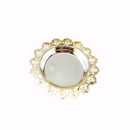 Gold Runde Kleingebäck Dekoration Teller 8 cm 12 stück - 89892 - Mytortenland