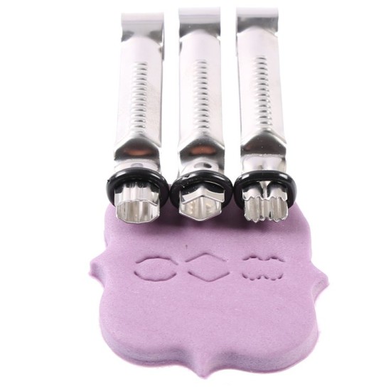 Roll-Fondant Crimper Set Kneifer 3 Stück Edelstahl - R-04 - Mytortenland