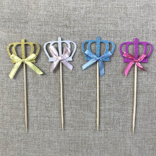 Cake Topper Glitzer Krone mit Schleifchen - kn34 -