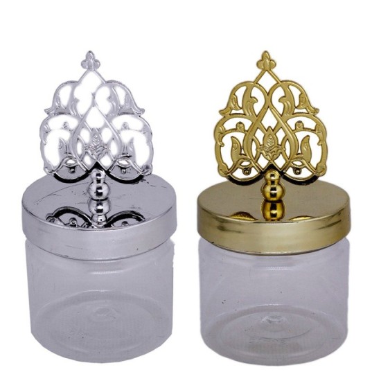 Plastik Box Rund Silber / Gold 10 stück - AG001 -