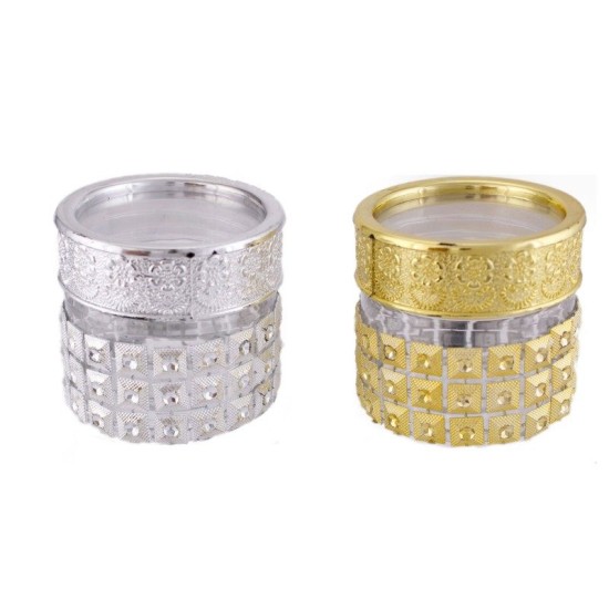 Plastik Verzierte Runde Box Gold / Silber 10 stk - AG005 -