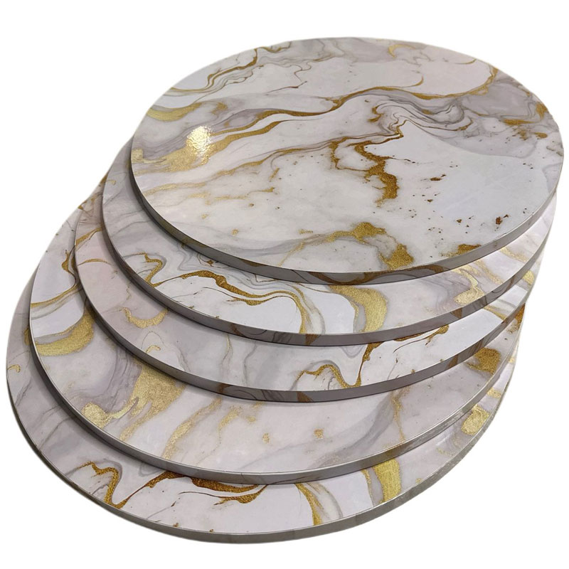 Tortenplatte / Cake Board - Exklusive Tortenplatten Marmor-Optik in Weiß - Gold 28 cm