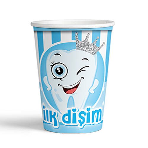Erster Zahn Blau Pappbecher 8 Stk